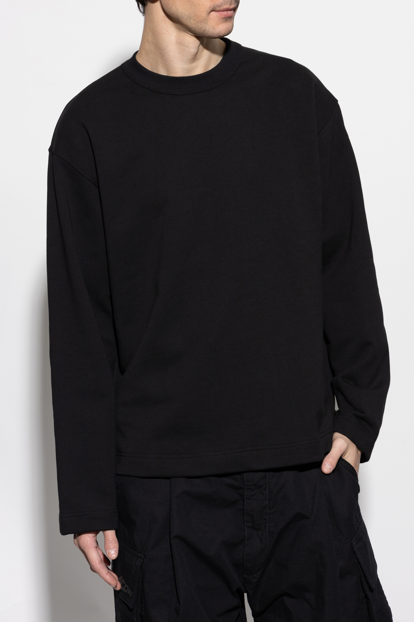 S-MACS-HOOD-OD Men: Oversized black hoodie metallic logo
